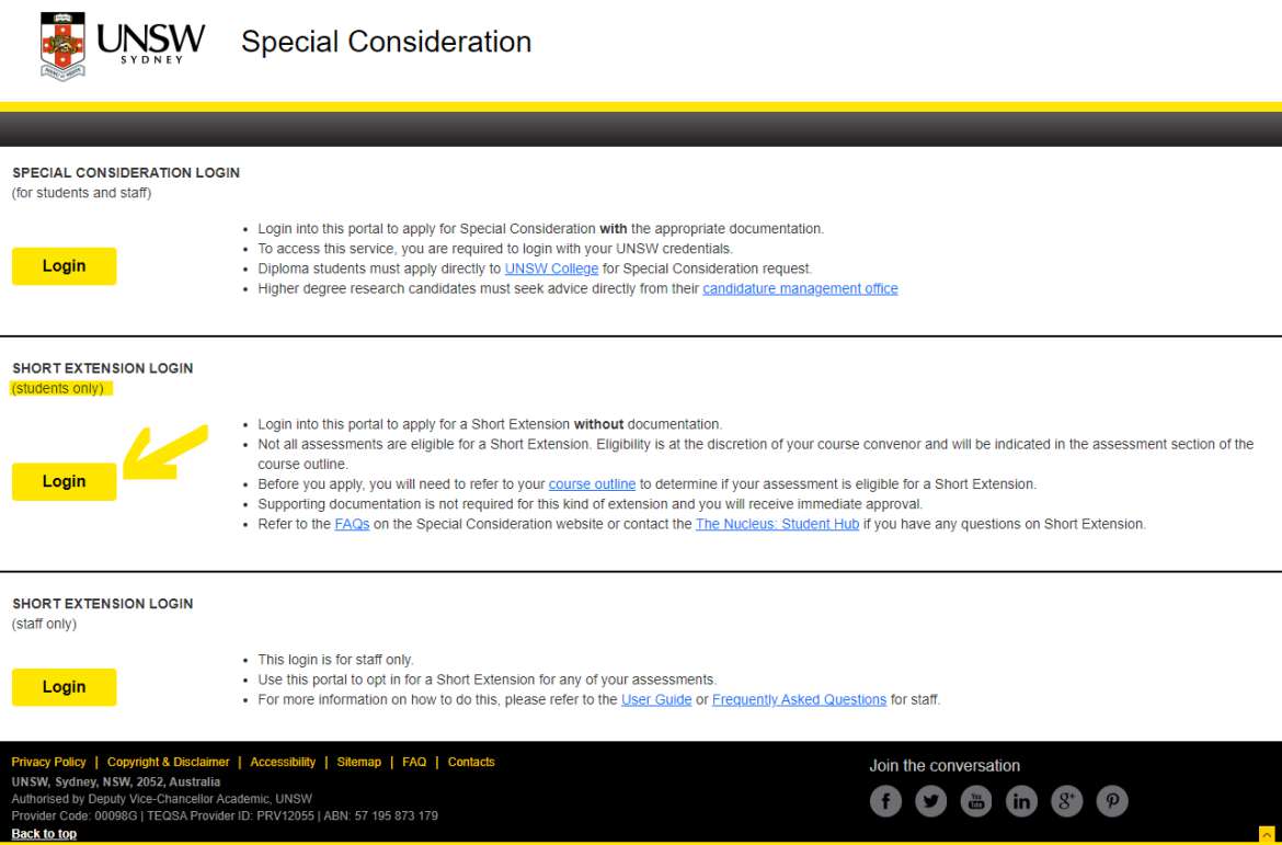 unsw短期延期申請