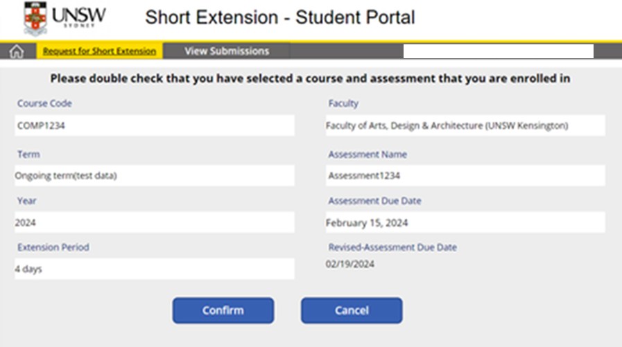 unsw短期延期申請