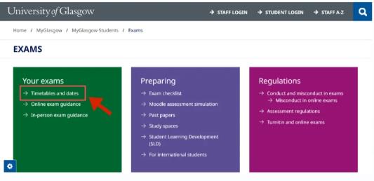 格拉斯哥大學查找考試時間