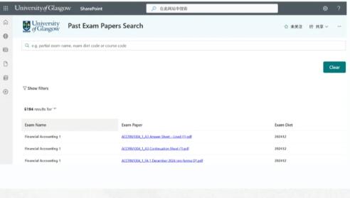 格拉斯哥大學查找往年真題